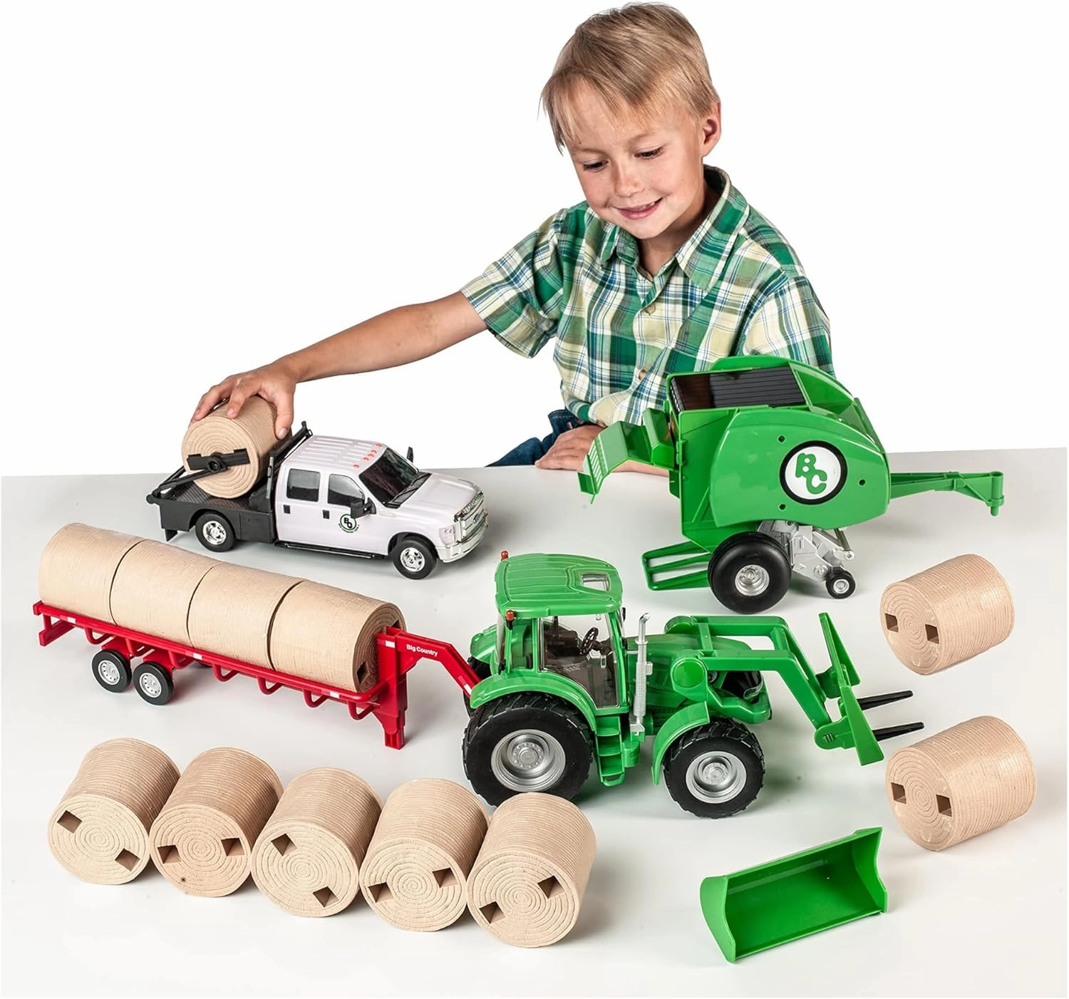 Big Country Toys 17-Piece Hay Baling Set - Farm Toys for 3 Year Old Boys and Girls - Toy Hay Bales Set