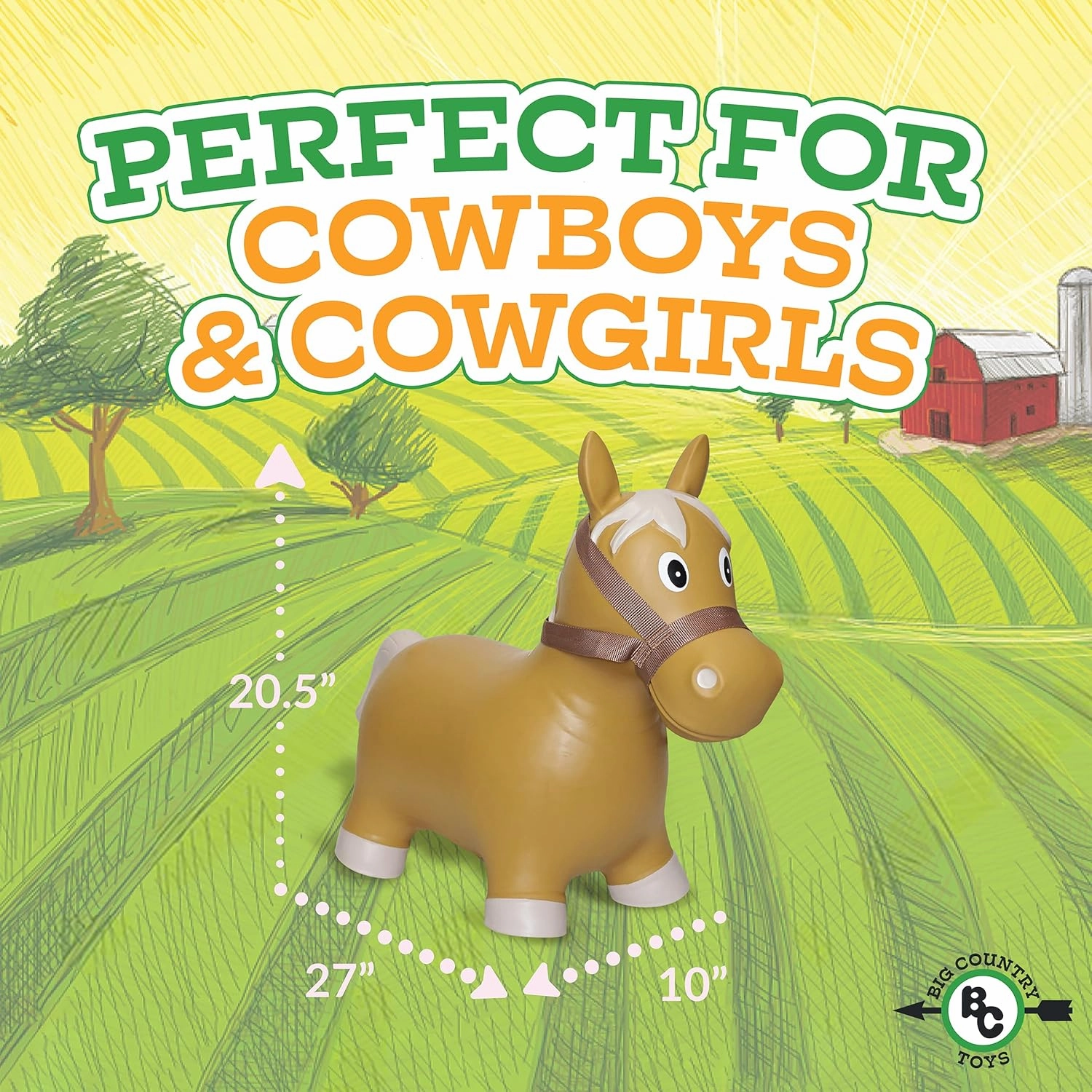 Big Country Toys Lil’ Bucker Horse Kids Toys - Rodeo Ride On Toys for18 Months to 3  Years - Bouncy Animals for Toddlers - Inflatable Hopper Horse Toys with Hand Pump