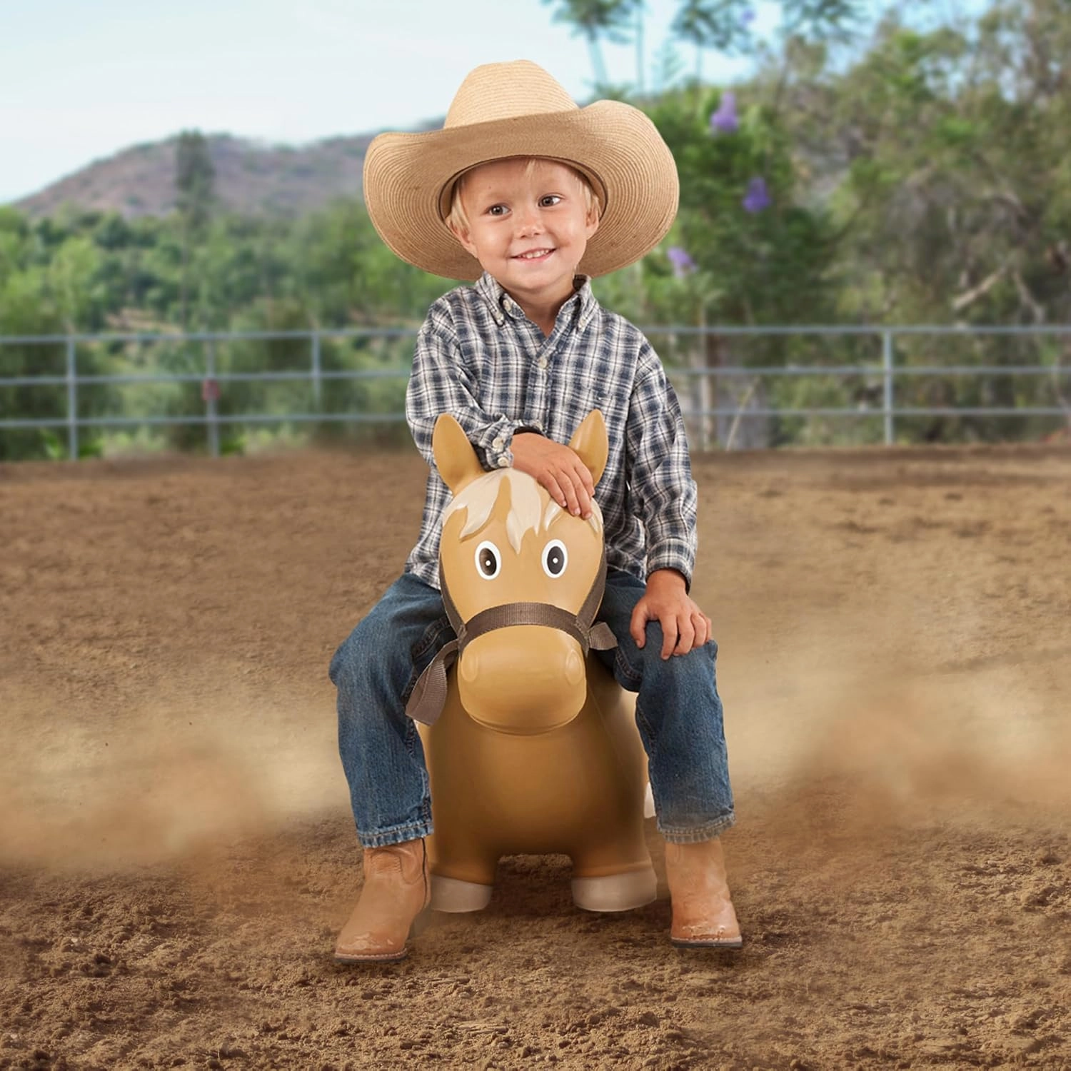 Big Country Toys Lil’ Bucker Horse Kids Toys - Rodeo Ride On Toys for18 Months to 3  Years - Bouncy Animals for Toddlers - Inflatable Hopper Horse Toys with Hand Pump