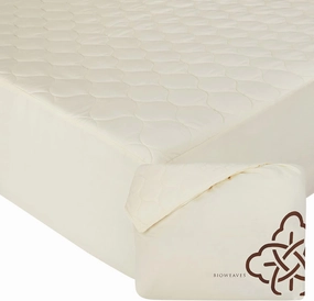 Bioweaves 100% Organic Cotton Mattress Pad Cover, GOTS Certified Cooling Quilted Fitted Mattress Topper & Protector with Soft Cotton Wadding - 20 Inch Deep Pocket, Full