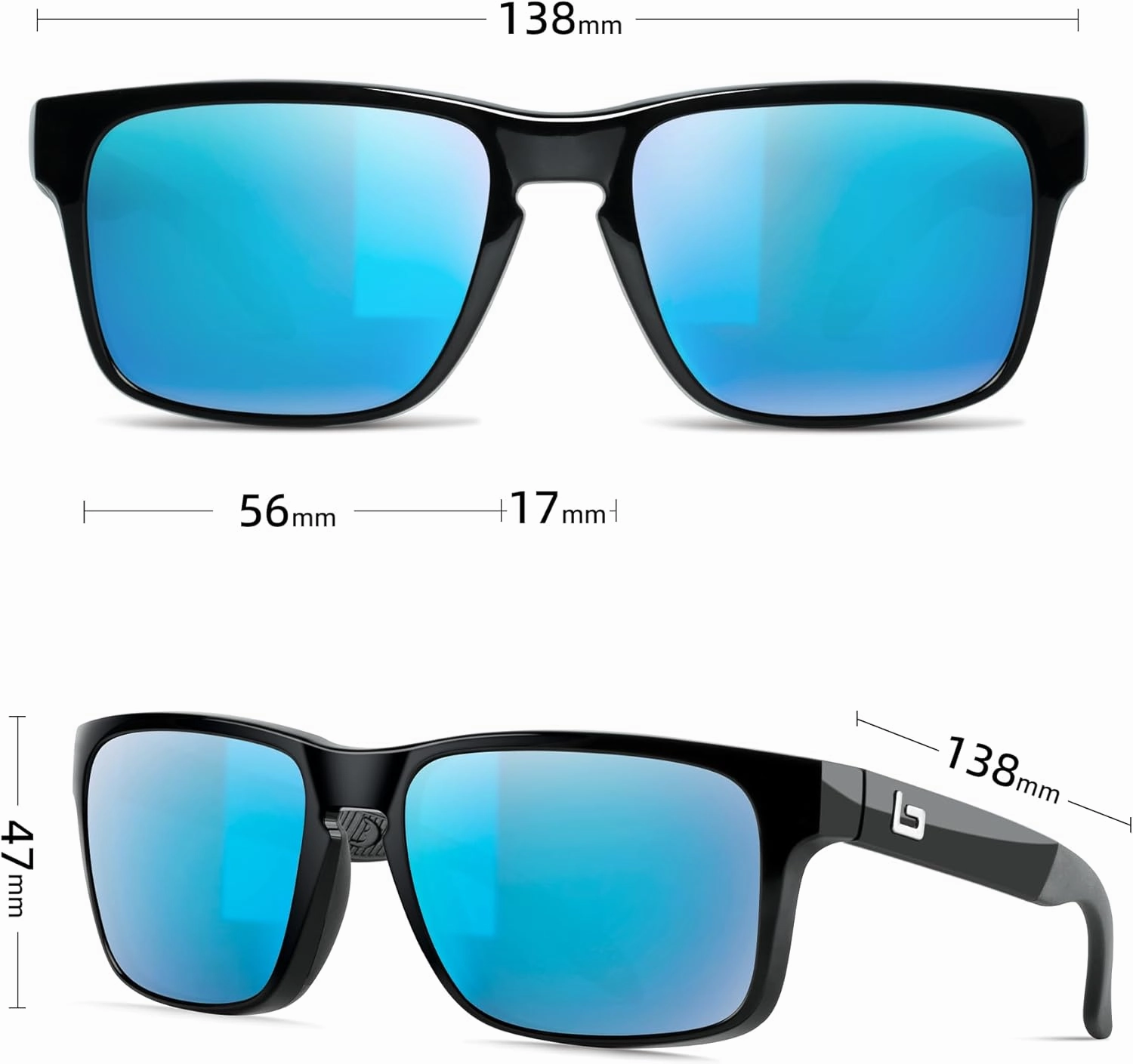 Bnus italy made classic sunglasses corning real glass lens w. polarized option