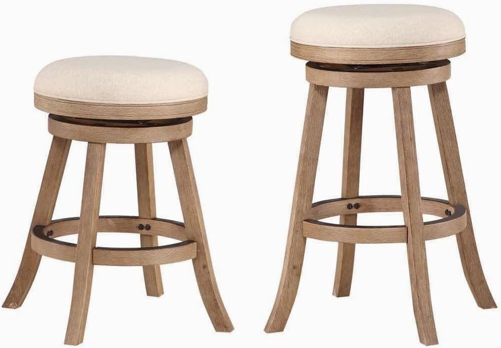 Boraam Fenton Counter Stool, 24-Inch, Driftwood Wire-Brush and Ivory