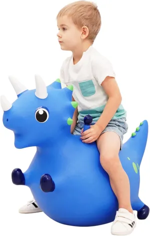 Bouncy Dinosaur Hopper, Inflatable Dino Bouncing Animal for Toddlers, Indoor Outdoor Ride On Bouncing Horse W/Pump, Hopping Toys Gift for 4 5 6 7 8 Year Old Boy Girl