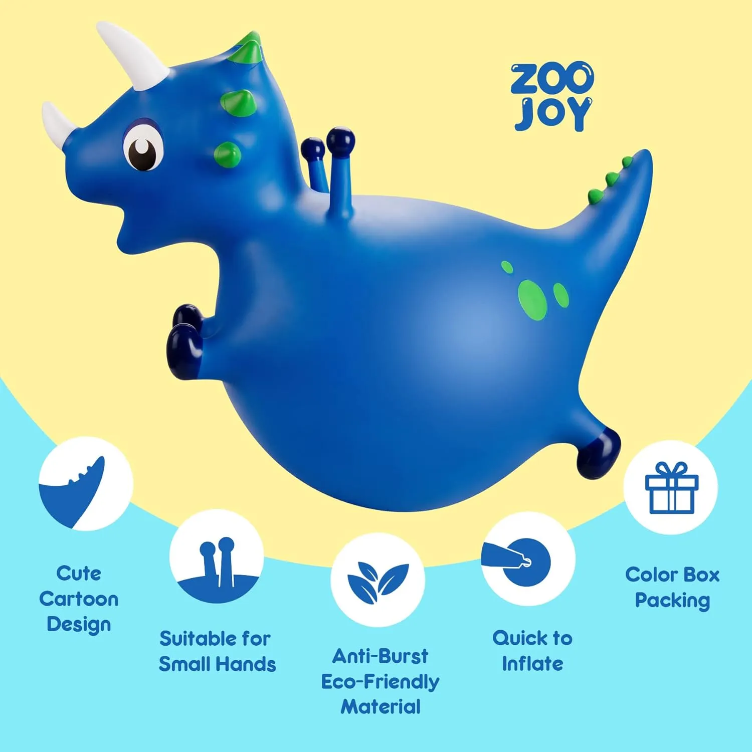 Bouncy Dinosaur Hopper, Inflatable Dino Bouncing Animal for Toddlers, Indoor Outdoor Ride On Bouncing Horse W/Pump, Hopping Toys Gift for 4 5 6 7 8 Year Old Boy Girl