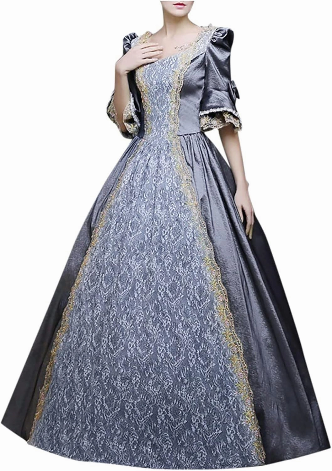 BOXIACEY Women 1800s Ball Gown Rococo Dress Renaissance Medieval Costume Victorian Ball Gown Princess Cosplay Costumes