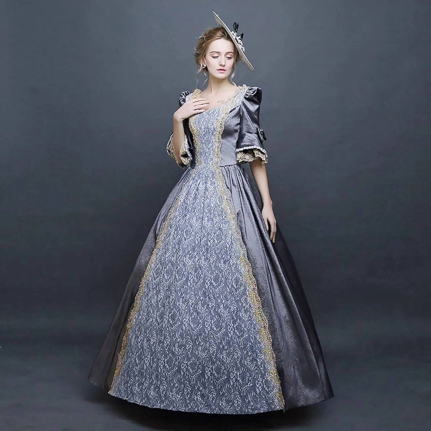 BOXIACEY Women 1800s Ball Gown Rococo Dress Renaissance Medieval Costume Victorian Ball Gown Princess Cosplay Costumes