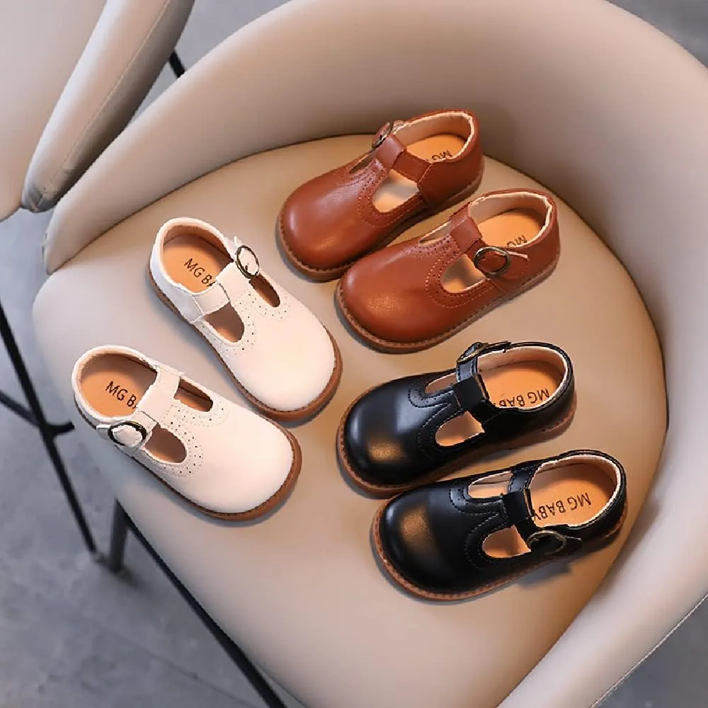 Boys Pu Shoes Vintage Girls Academy Wind Small Single Shoes