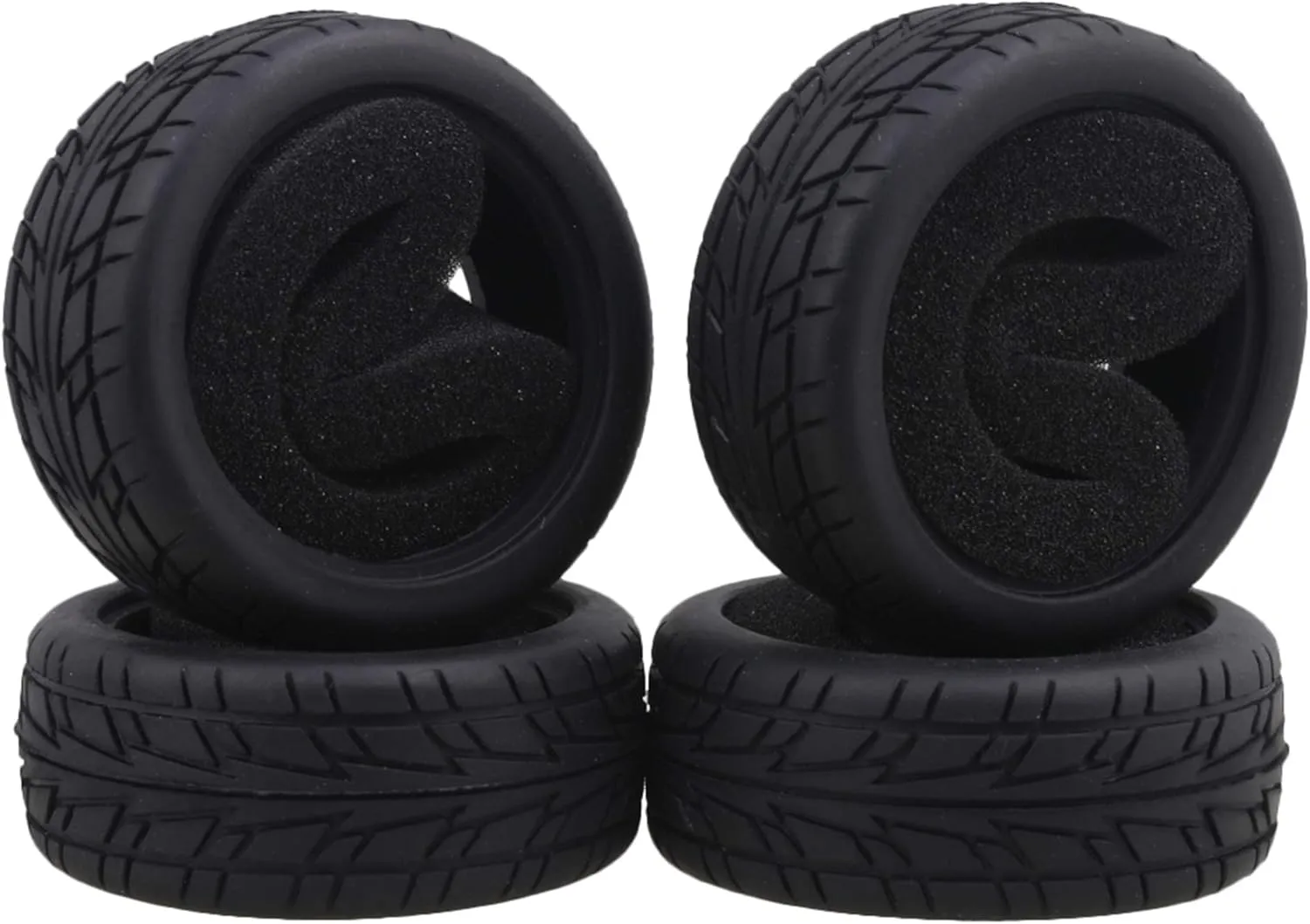 BQLZR Rc1:10 Grain Rubber Tire Cover Black Flame Pattern Rubber Tyre Repalcement for On-Road Car RC1:10 Pack of 4