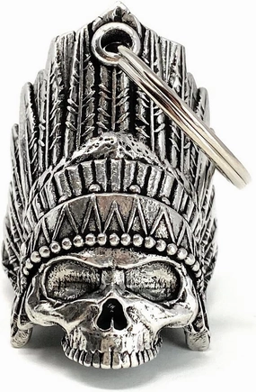 Bravo Bells Indian Skull Bell - Biker Bell Accessory or Key Chain for Good Luck on the Road