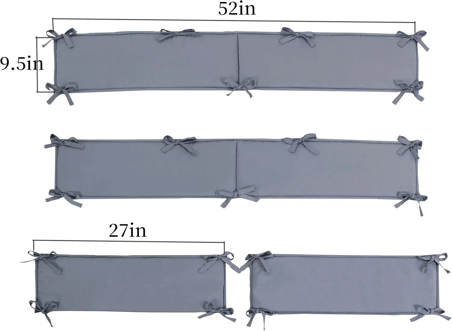 Breathable and Soft 4 in 1 Cushion, Four-Piece Thickened Anti-Collision Pad for Side (Gray)