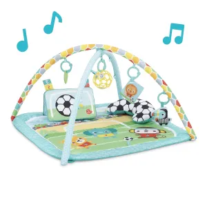 Bright Starts Grip & Kick Oball Activity Gym, Soccer Theme with Easy-Grasp Baby Toys, Baby Play Gym, Kick Pad with Activated Lights & Tummy Time Pillow, Unisex, Newborn 