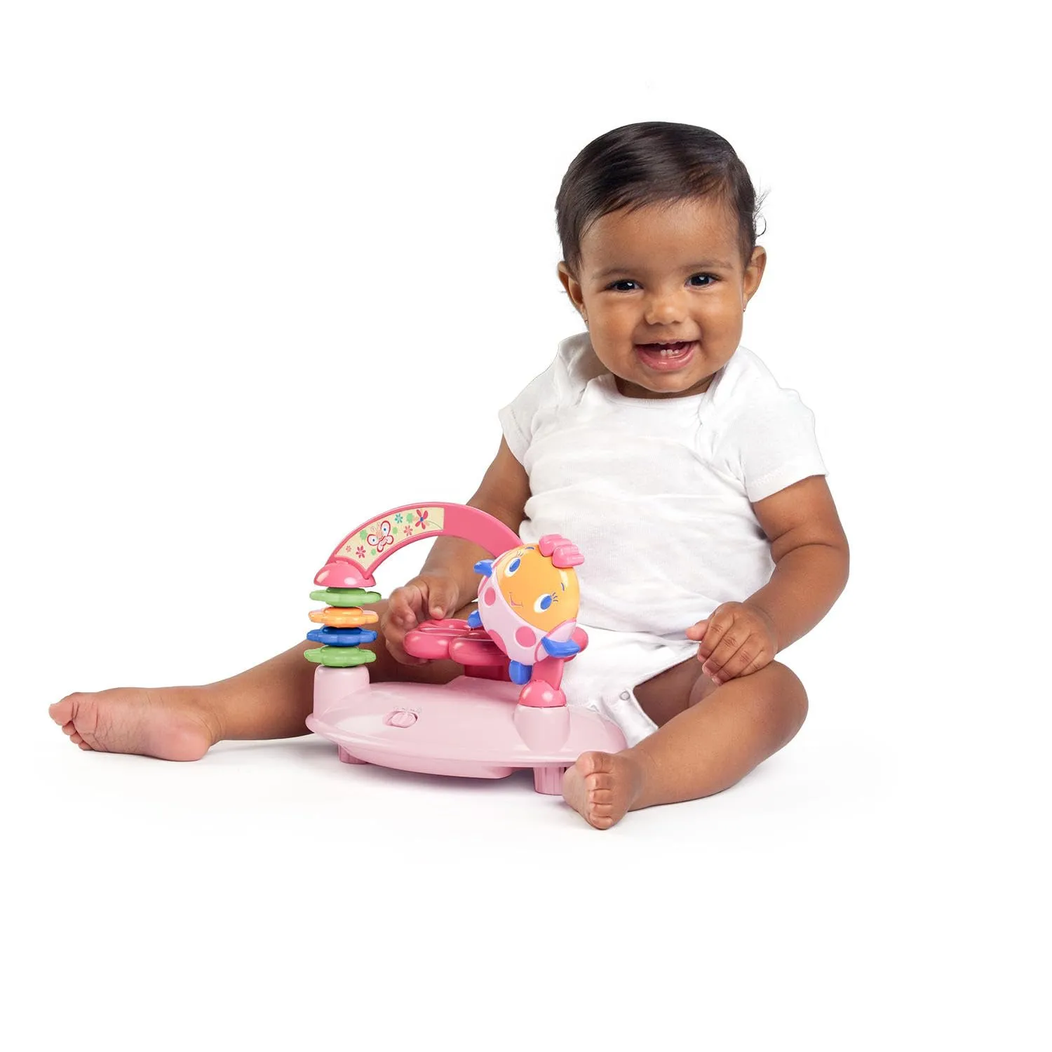 Bright Starts JuneBerry Walk-A-Bout Baby Walker and Entertainer, Removeable Floor Toy, with Easy Fold Frame for Storage, Ages 6 Months  