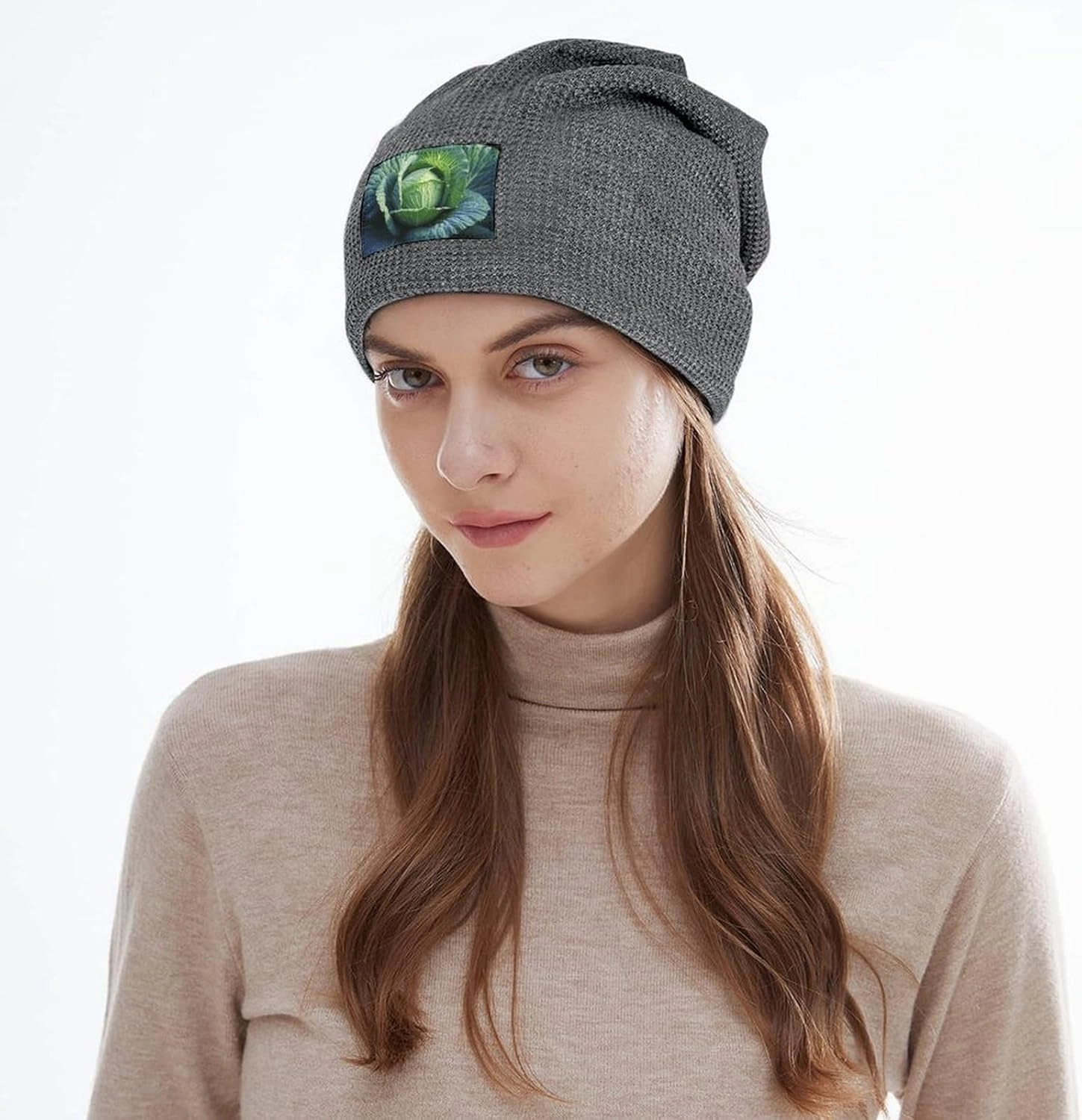 Bright Cabbage Unisex Winter Hat Soft Warm Cuffed Beanie Hat Slouchy Skull Cap for Women Men Fall Winter