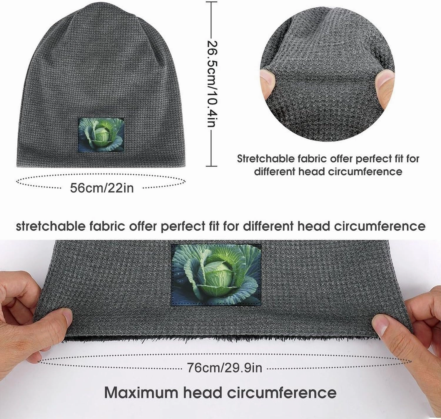 Bright Cabbage Unisex Winter Hat Soft Warm Cuffed Beanie Hat Slouchy Skull Cap for Women Men Fall Winter
