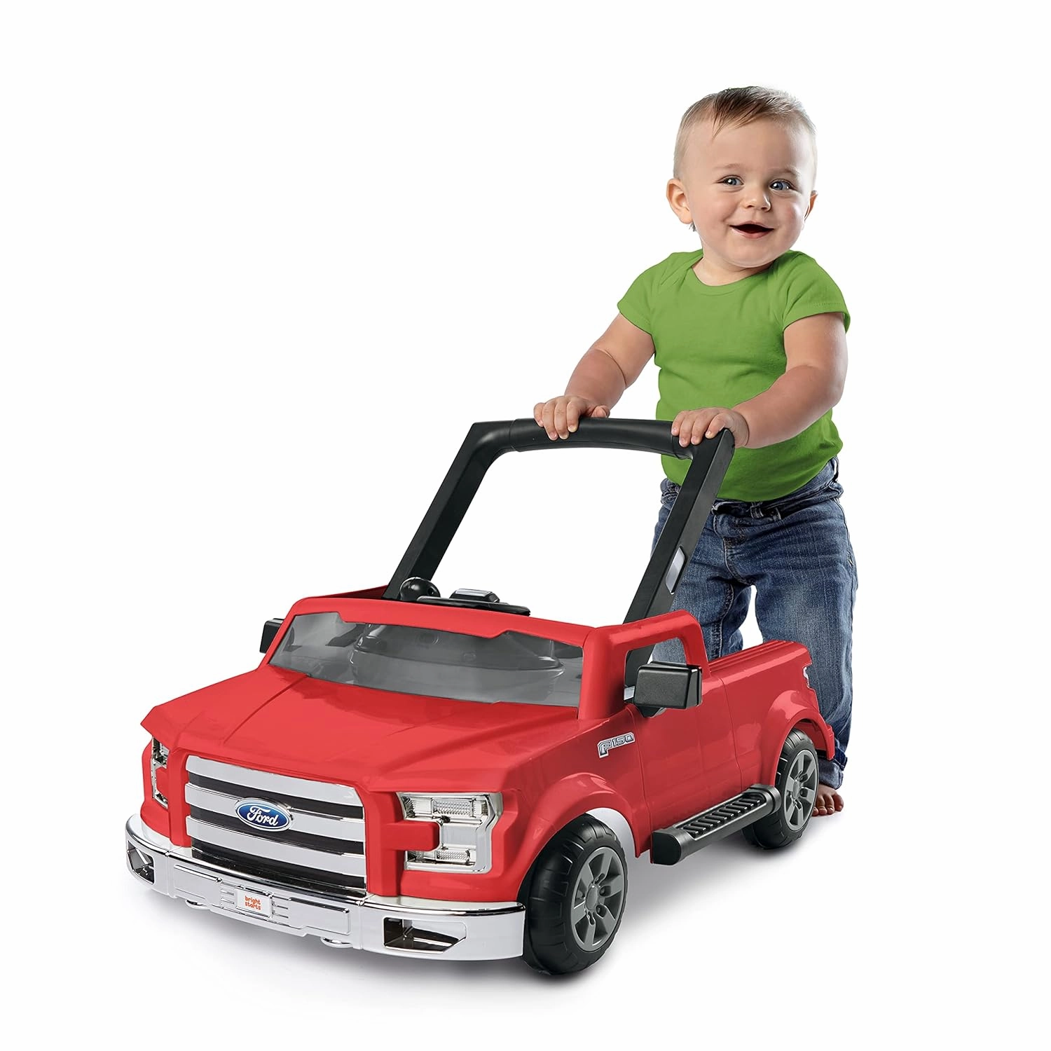 Bright Starts Ford F-150 4-in-1 Red Baby Activity Center & Push Walker with Removable Interactive Steering Wheel -Toy, 6 Months and up