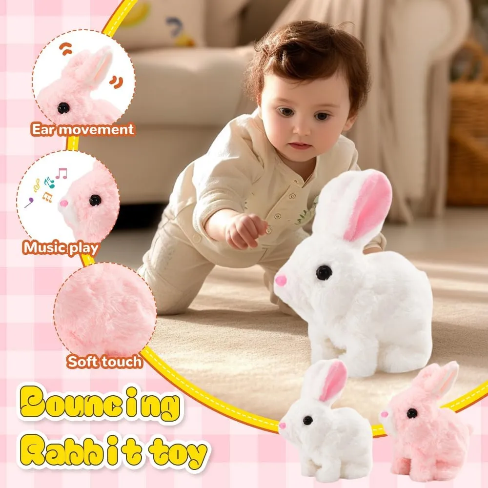 Bunny - My Realistic Bunny Toy, 2025 Upgraded Interactive Realistic Bunny, Realistic Bunny Stuffed Animals Can Walk and Talk, Realistic Bunny Toy Handmade Interactive Bunny Robot (Grey)