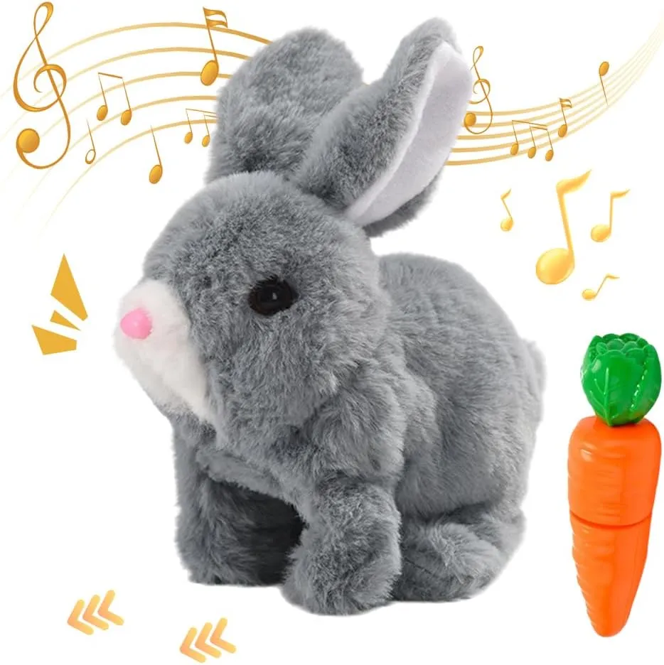 Bunny - My Realistic Bunny Toy, 2025 Upgraded Interactive Realistic Bunny, Realistic Bunny Stuffed Animals Can Walk and Talk, Realistic Bunny Toy Handmade Interactive Bunny Robot (Grey)