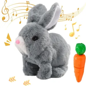 Bunny - My Realistic Bunny Toy, 2025 Upgraded Interactive Realistic Bunny, Realistic Bunny Stuffed Animals Can Walk and Talk, Realistic Bunny Toy Handmade Interactive Bunny Robot (Grey)