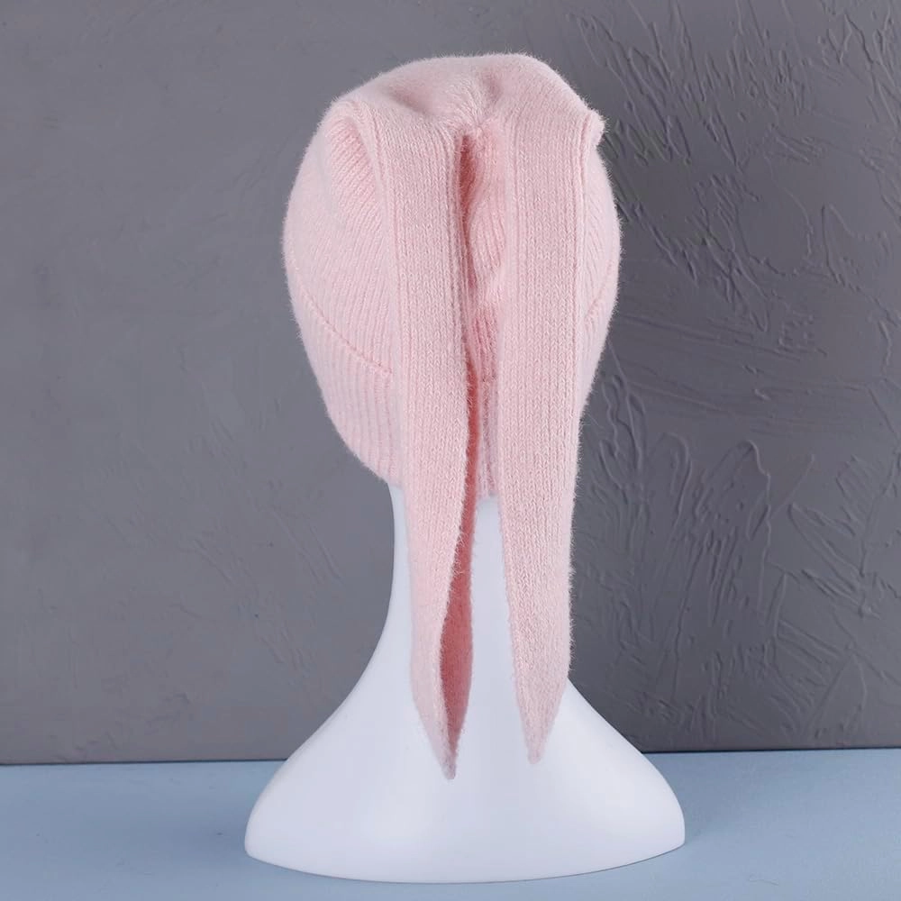 Bunny Beanie Hats for Women Cute Rabbit Beanie Crochet Hats Winter Cap Warm Skull Cap Outdoor Ski Slouchy