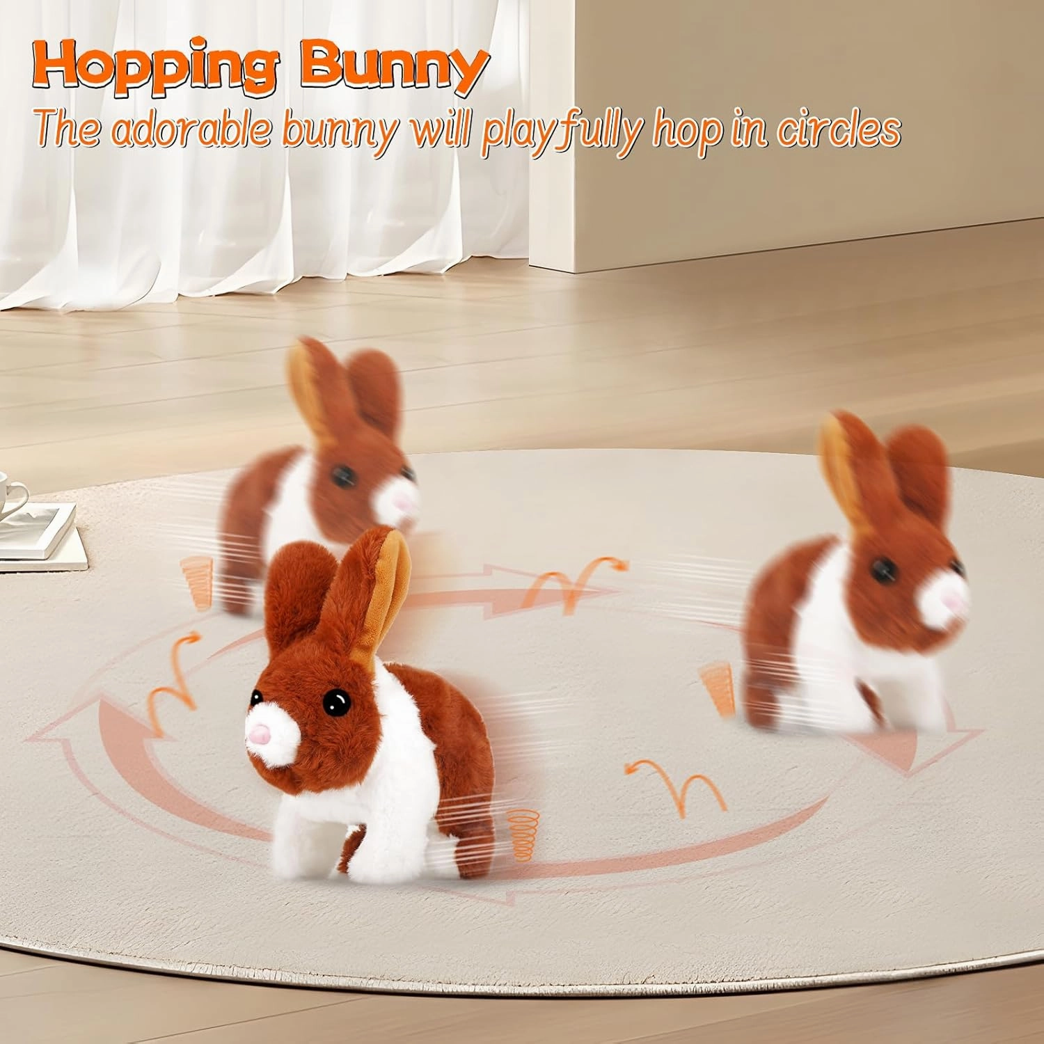 Bunny Toys for Kids, Realistic Rabbit Toys with Jumping Action, Wiggling Ears, Twitching Mouth and Nose, Ideal Stuffed Rabbit Gift for 3  Kids for Easter, Birthdays, Halloween, and Christmas