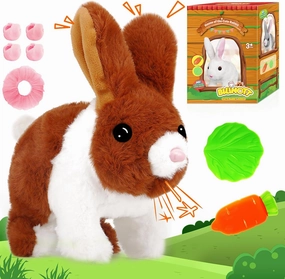 Bunny Toys for Kids, Realistic Rabbit Toys with Jumping Action, Wiggling Ears, Twitching Mouth and Nose, Ideal Stuffed Rabbit Gift for 3  Kids for Easter, Birthdays, Halloween, and Christmas