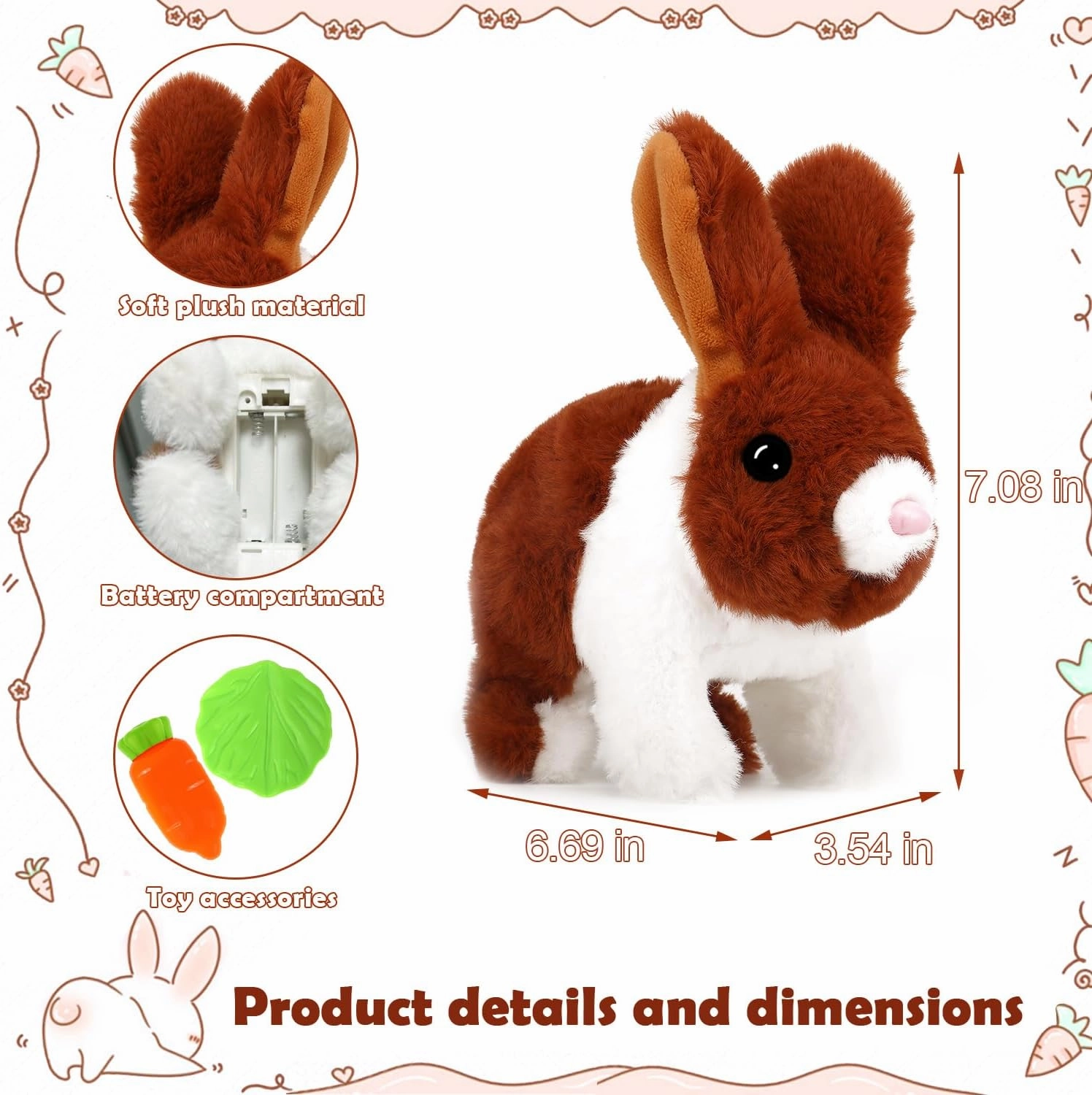 Bunny Toys for Kids, Realistic Rabbit Toys with Jumping Action, Wiggling Ears, Twitching Mouth and Nose, Ideal Stuffed Rabbit Gift for 3  Kids for Easter, Birthdays, Halloween, and Christmas
