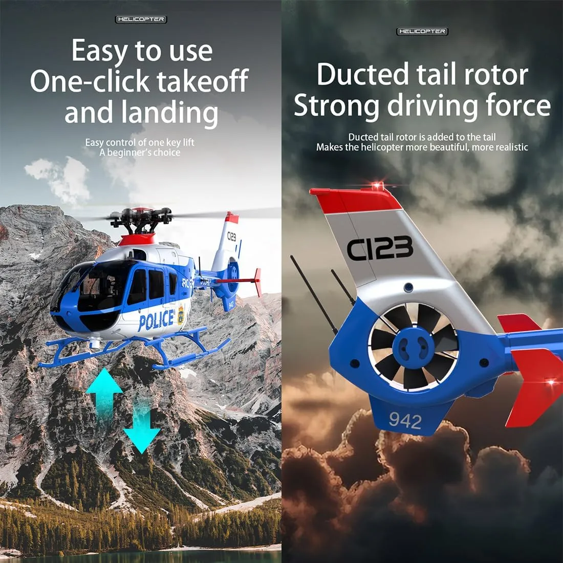 C123 RC Helicopters for Adults,1/36 Scale 2.4G 6CH Single-Rotor Gyroscopic Flying Aircraft Model with Optical Flow Positioning and One Key Take Off/Landing (Champagne Gold, with 3 Battery)