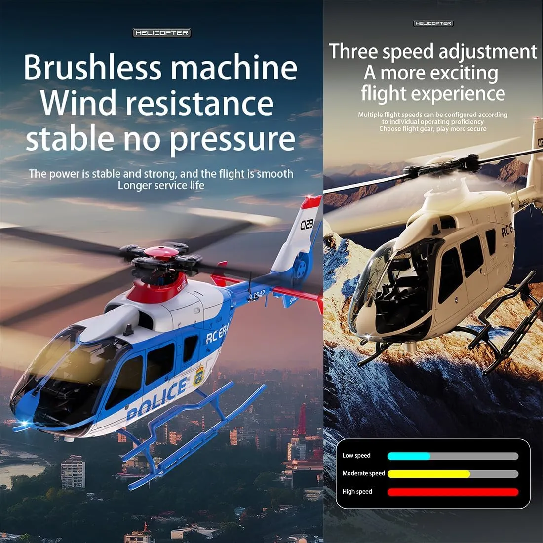 C123 RC Helicopters for Adults,1/36 Scale 2.4G 6CH Single-Rotor Gyroscopic Flying Aircraft Model with Optical Flow Positioning and One Key Take Off/Landing (Champagne Gold, with 3 Battery)