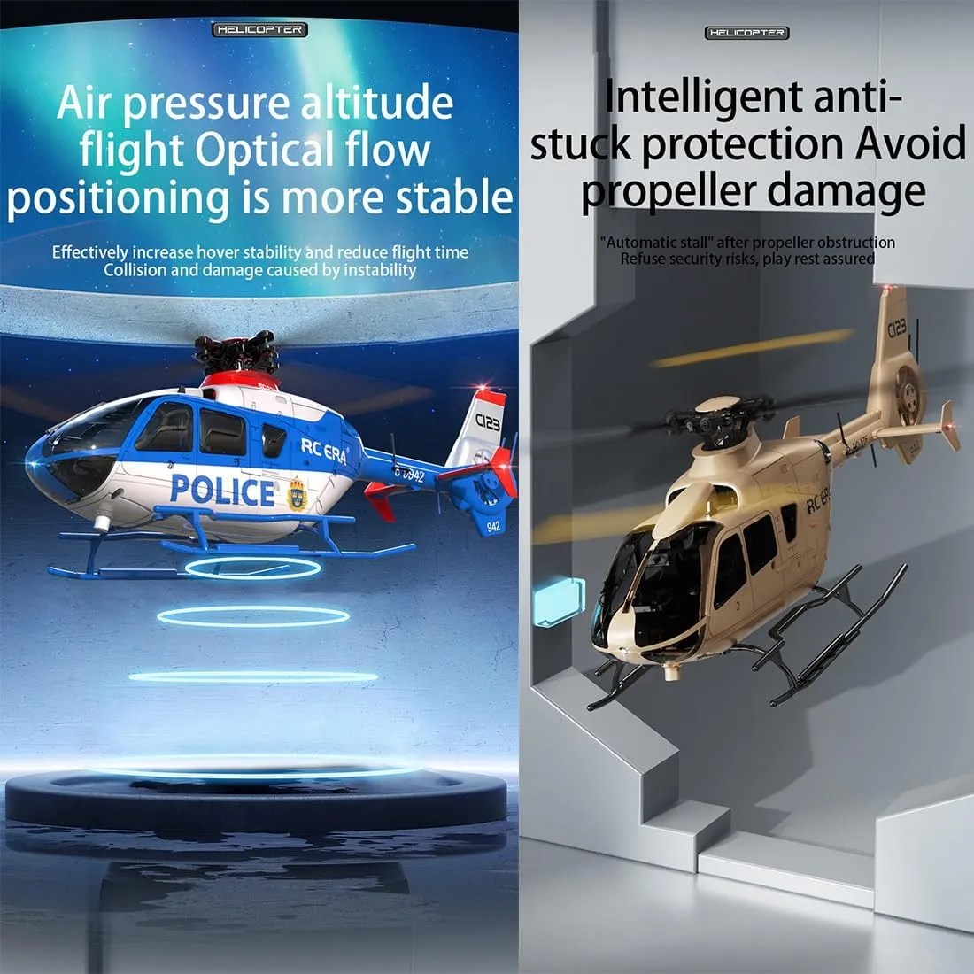 C123 RC Helicopters for Adults,1/36 Scale 2.4G 6CH Single-Rotor Gyroscopic Flying Aircraft Model with Optical Flow Positioning and One Key Take Off/Landing (Champagne Gold, with 3 Battery)
