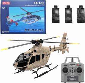 C123 EC135 RC Helicopter with Gyro Stabilized, 1/36 Scale 6CH Single-Rotor RC Helicopter with Altitude Hold & Optical Flow Positioning - RTF