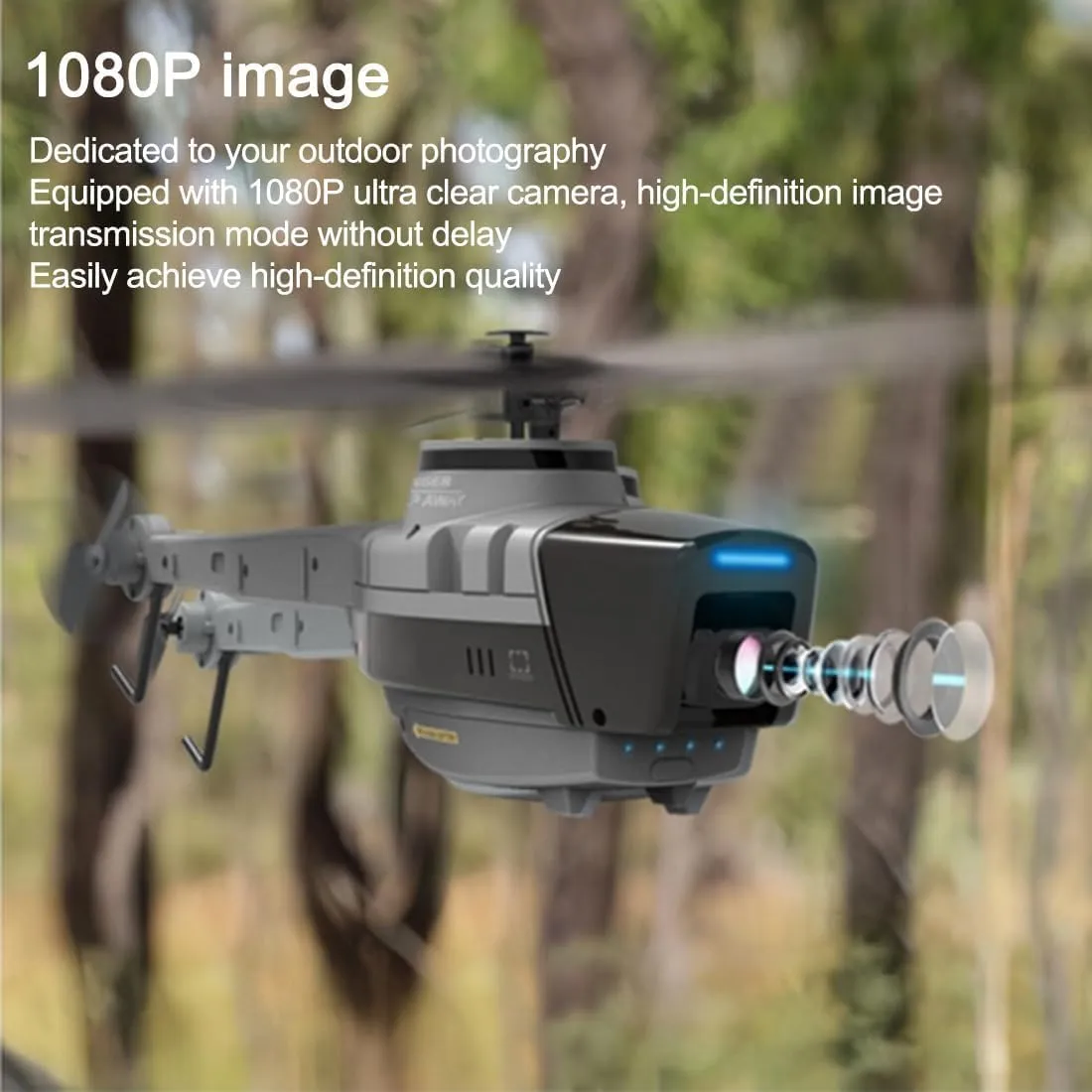 C128 Scout Drone with 1080P HD Wide-Angle Camera, RC Military Helicopter, 2.4G 4CH Aerial Vehicle Reconnaissance with WiFi Live Video, One Key Take Off/Landing, 6-axis Gyro, RTF (3 Batteries)