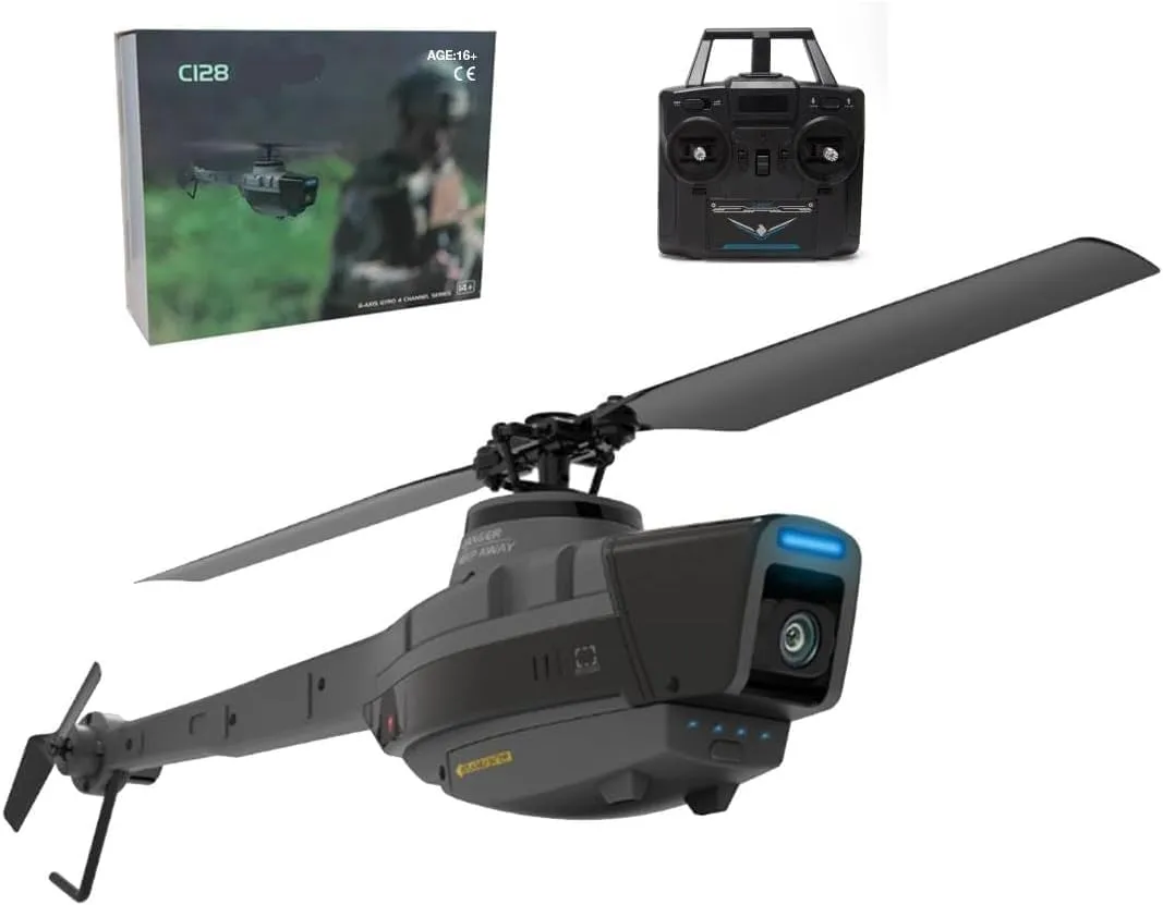 C128 Scout Drone with 1080P HD Wide-Angle Camera, RC Military Helicopter, 2.4G 4CH Aerial Vehicle Reconnaissance with WiFi Live Video, One Key Take Off/Landing, 6-axis Gyro, RTF (3 Batteries)