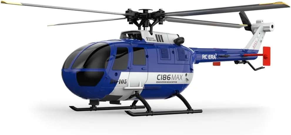 C186MAX BO105 Armed Remote Control Helicopter with 4-Channel RC System, 2.4GHz Tail-Less Direct Drive Remote Control Helicopter Suitable for Adults