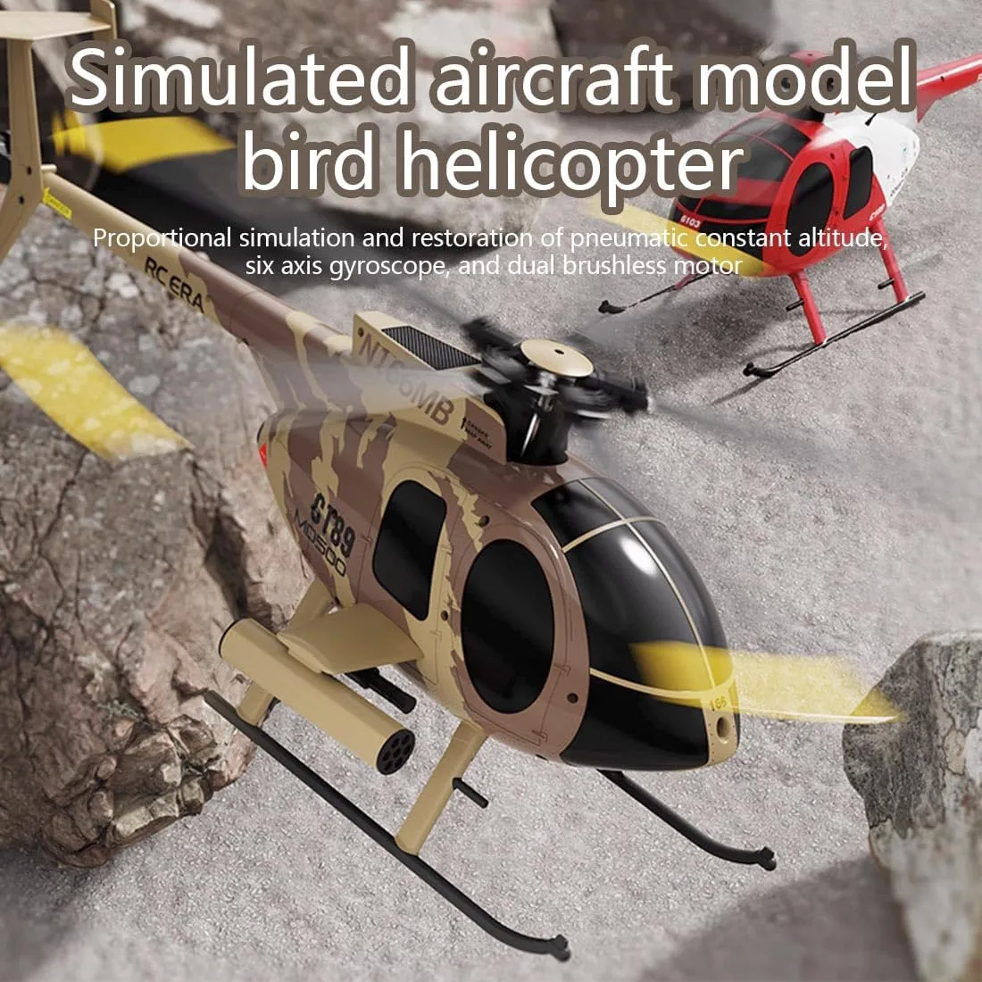 C189 MD500 Little Bird RC Helicopter, 1/28 2.4G 4CH Single-Rotor Aircraft Model with 6-axis Gyro, One-Key Takeoff/Landing, Gift for Model Airplane Enthusiast (RTF Version/Army Green)