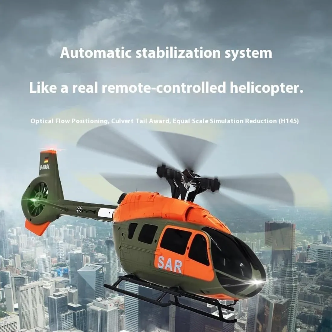 C190 H145 RC Helicopter with 6 axis Gyro, 1:30 Scale 2.4G 6CH Flying Aircraft Model Optical Flow Positioning, RC Military Helicopter Gift for Adults (1 Battery)