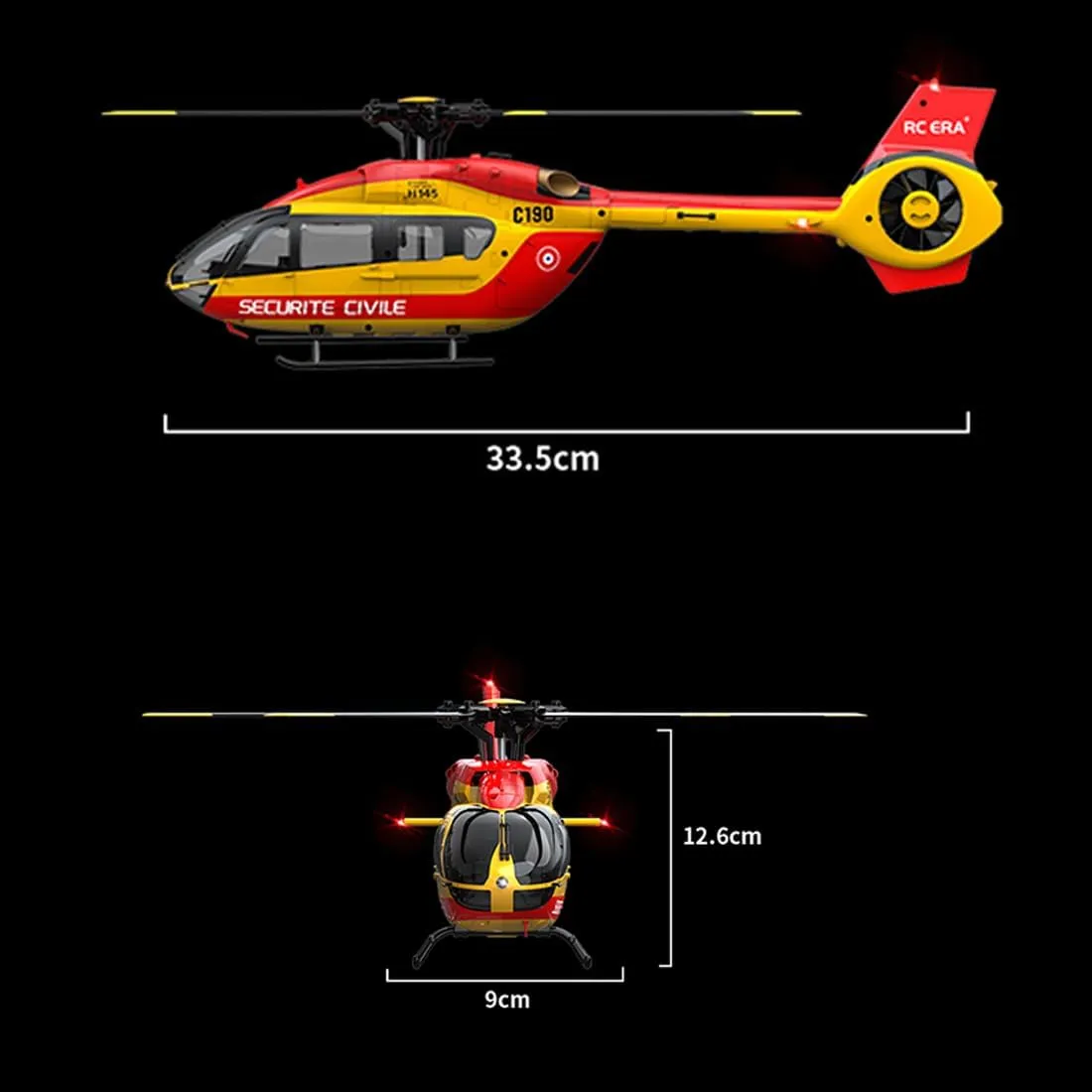 C190 Remote Control Helicopter, H145 6CH Single Rotor RC Airplane with 6-Axis Gyro, 1/30 Scale RC Aircraft for Adults Beginners, Maintain Altitude Hover/Optical Flow Positioning