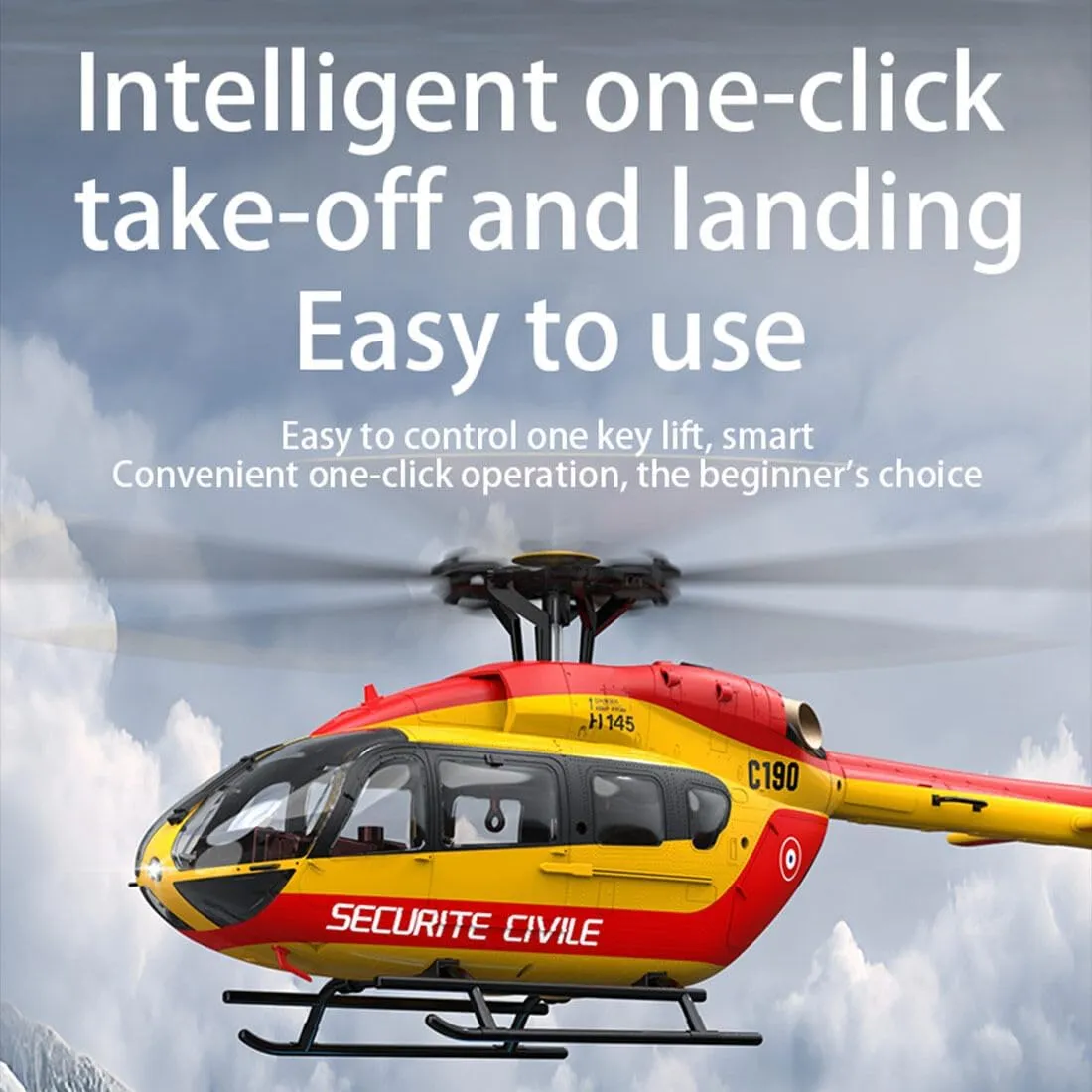C190 Remote Control Helicopter, H145 6CH Single Rotor RC Airplane with 6-Axis Gyro, 1/30 Scale RC Aircraft for Adults Beginners, Maintain Altitude Hover/Optical Flow Positioning