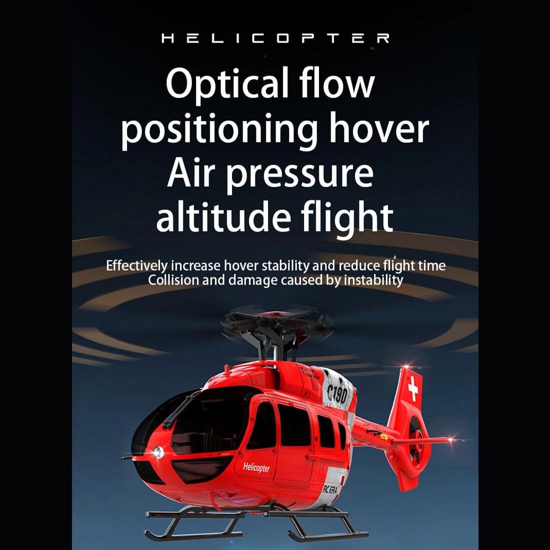 C190 Remote Control Helicopter, H145 6CH Single Rotor RC Airplane with 6-Axis Gyro, 1/30 Scale RC Aircraft for Adults Beginners, Maintain Altitude Hover/Optical Flow Positioning