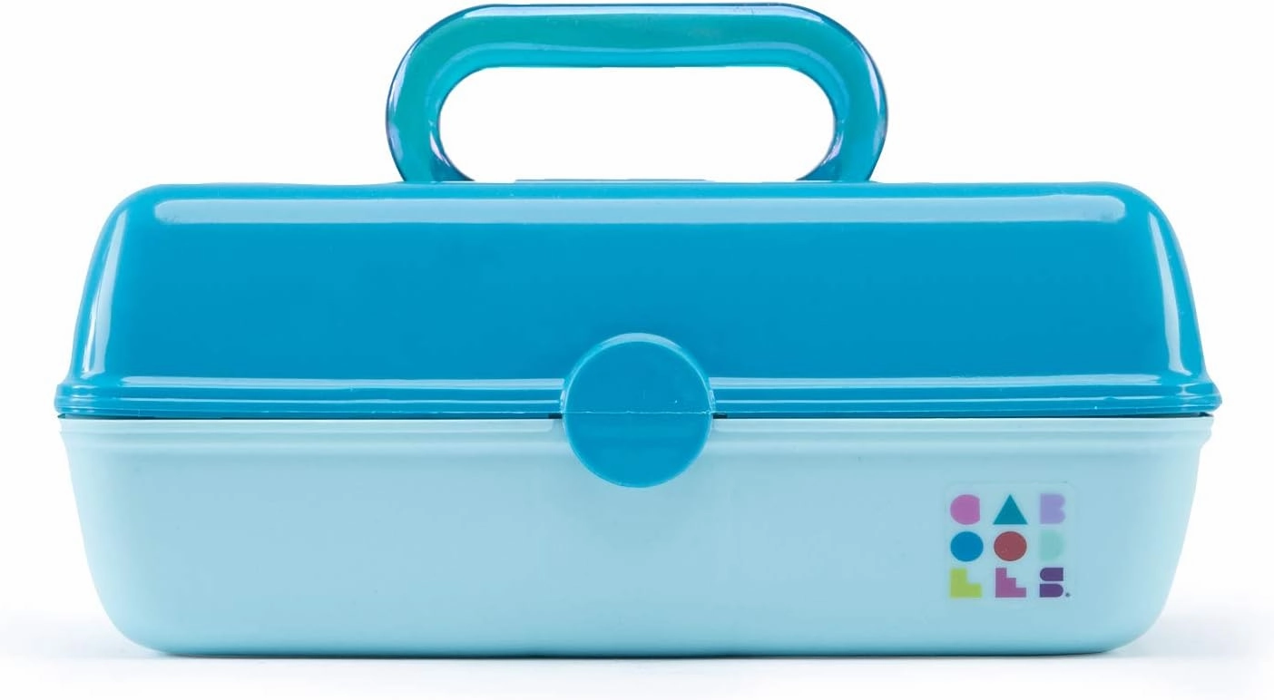 Caboodles Pretty in Petite Makeup Box, Hard Plastic Organizer Box, 2 Swivel Trays, Fashion Mirror, Secure Latch for Safe Travel