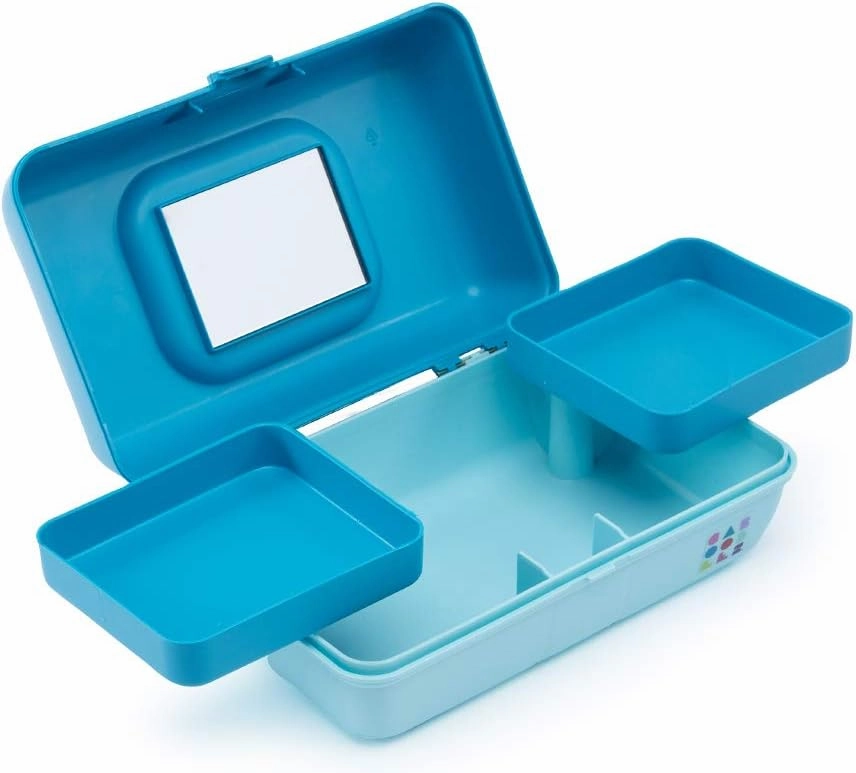 Caboodles Pretty in Petite Makeup Box, Hard Plastic Organizer Box, 2 Swivel Trays, Fashion Mirror, Secure Latch for Safe Travel