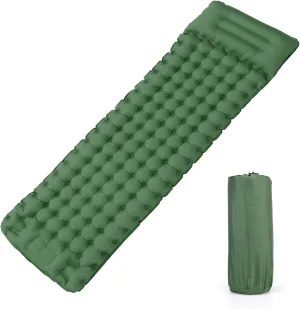 Camping Sleeping Pad, Foot Press Inflatable Sleeping Mat with Pillow, Hiking Air Mattress - Lightweight, Durable Waterproof Air Mattress Compact Hiking Pad - Upgrade Thickness (Green)