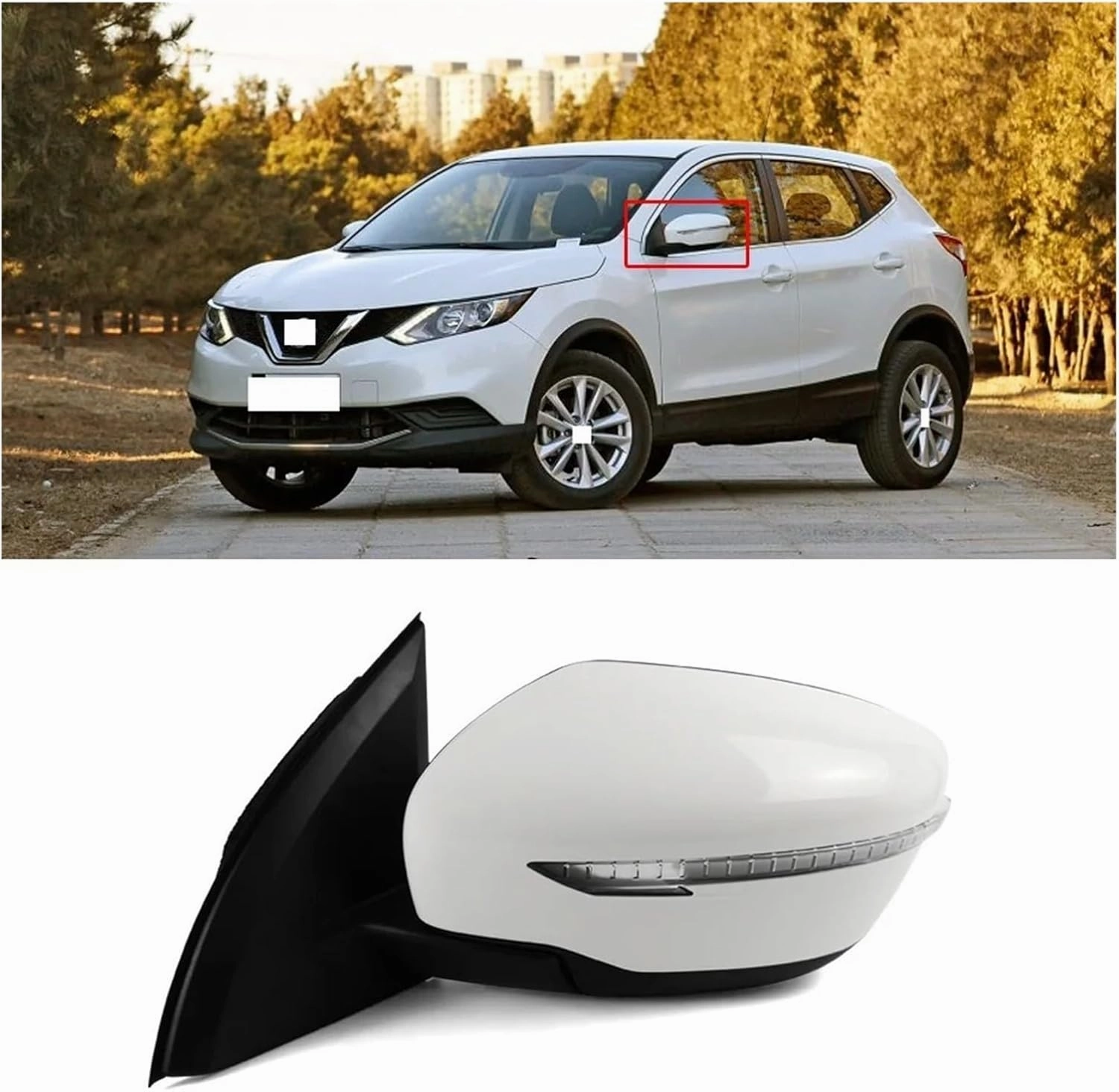 CAPQX 5/7Wire Compatible with NISSIN Qashqai 2016 2017 Car Accessories Side Rear View Mirror with LED Light Assy Rearview Mirror Assembly(7wire Right Side)