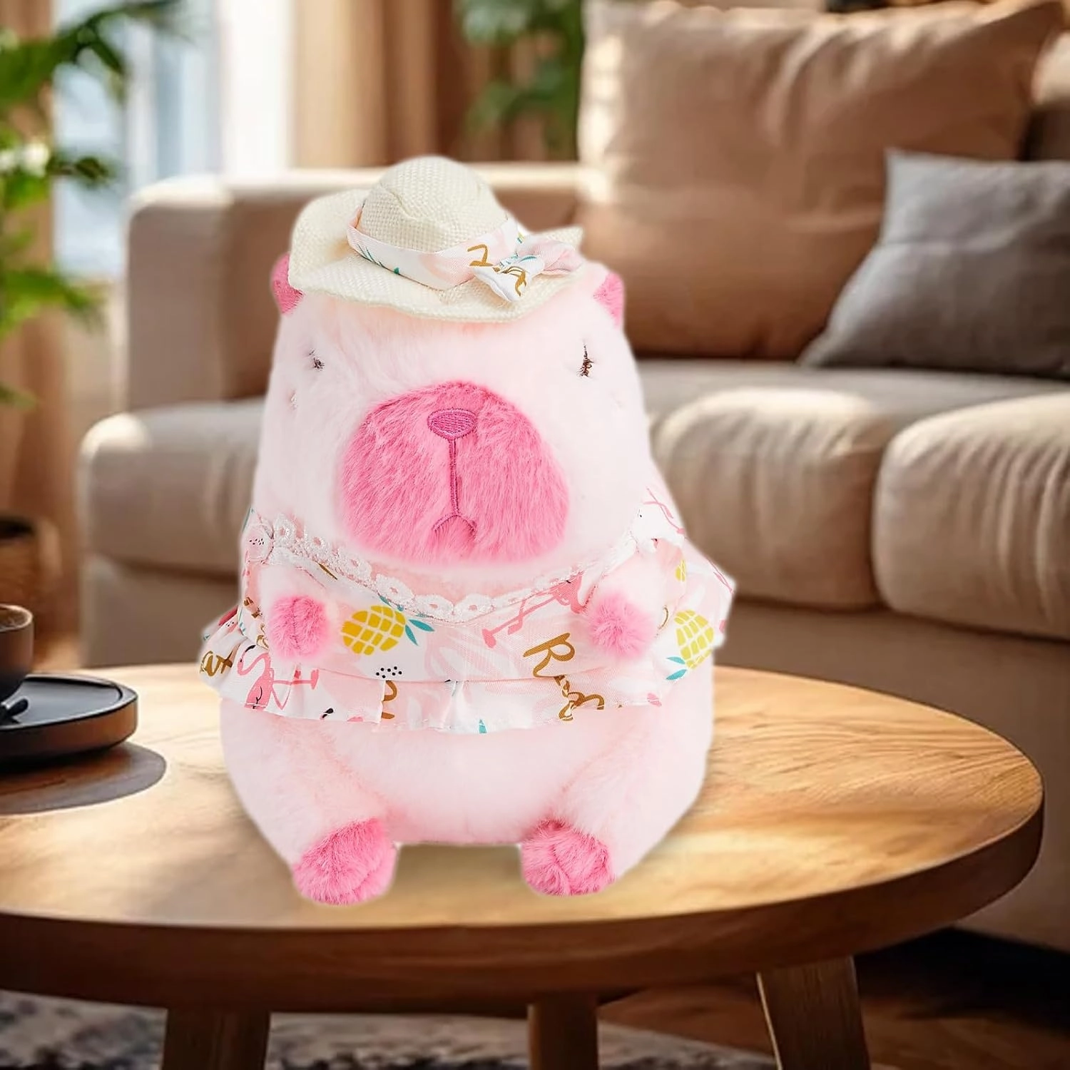 Capybara Plush Toy- Cute 10'' Capybara Stuffed Animal for Kids and Girls - Kawaii Capybara Plushies Pillow Doll Birthday Gift (Pink)