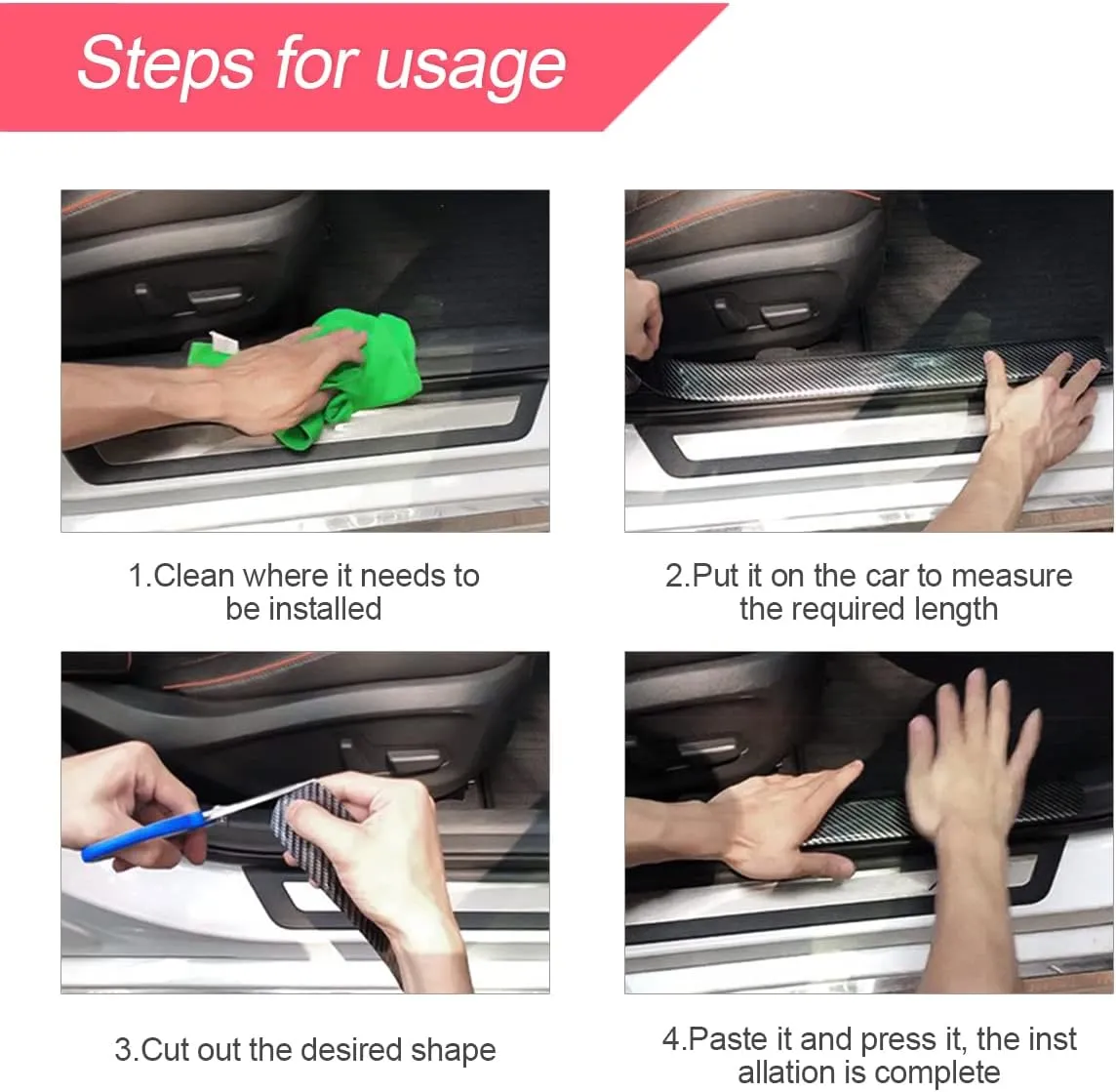 Car Door Entry Guard, Clear Trim Guard/Cover for Car Door Sill, Edge, Rear Bumper, Anti-Collision Protector Film Universal for Most Cars, Vehicles, SUVs (2.7"x394", Transparent)