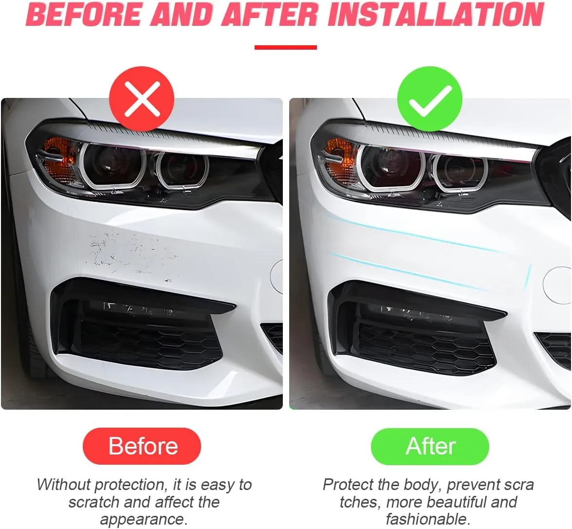 Car Door Entry Guard, Clear Trim Guard/Cover for Car Door Sill, Edge, Rear Bumper, Anti-Collision Protector Film Universal for Most Cars, Vehicles, SUVs (2.7"x394", Transparent)