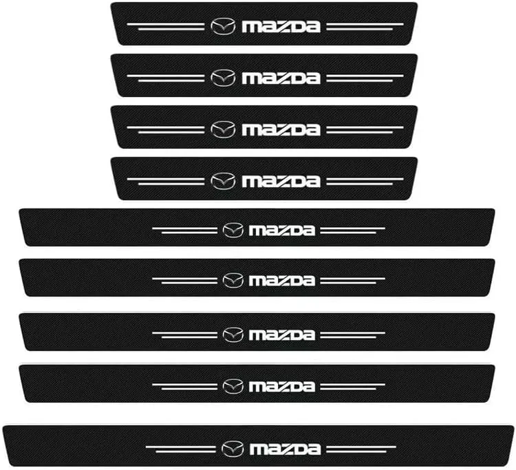 Car Door Sill Protector for Mazda Biante 2008-2018, Door Entry Guard Door Sill Scuff Plate Carbon Fiber Sticker Car Door Sill Protection Strip Accessories,9 pcs