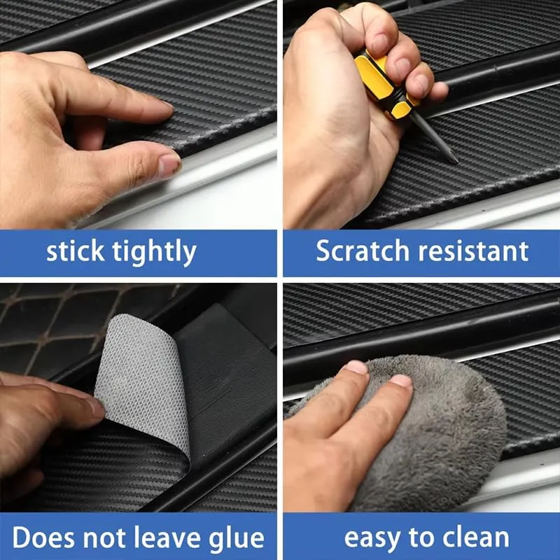Car Door Sill Protector for Mazda Biante 2008-2018, Door Entry Guard Door Sill Scuff Plate Carbon Fiber Sticker Car Door Sill Protection Strip Accessories,9 pcs