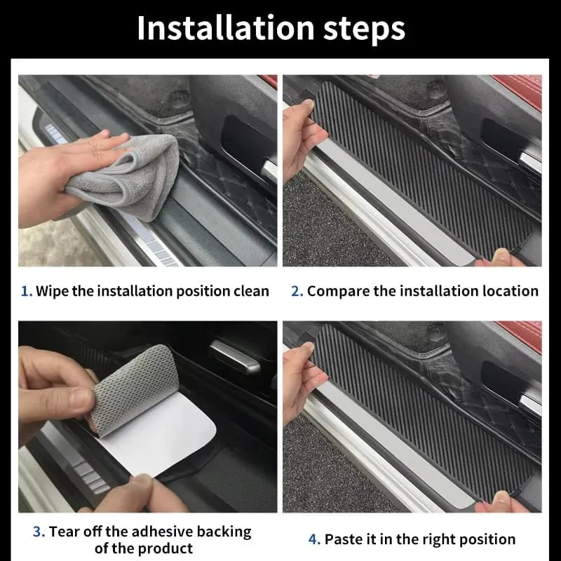Car Door Sill Protector for Mazda Biante 2008-2018, Door Entry Guard Door Sill Scuff Plate Carbon Fiber Sticker Car Door Sill Protection Strip Accessories,9 pcs