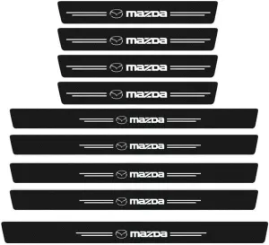Car Door Sill Protector for Mazda Biante 2008-2018, Door Entry Guard Door Sill Scuff Plate Carbon Fiber Sticker Car Door Sill Protection Strip Accessories,9 pcs