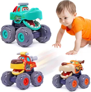 Car Toys for 1 Year Old Boy Gifts, Pull Back Monster Truck Toy Cars for Toddlers 1-3, 1 2 3 One Year Old Boy Birthday Gift 1st Vehicles Kids Stocking Stuffers Toddler Baby Boys Toys 12-18 Months